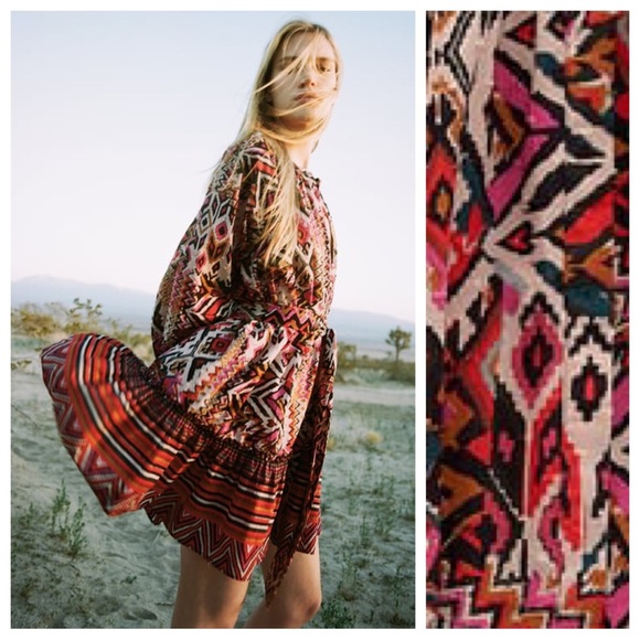 Zara Pink/Black Geometric Printed Mini Dress. Size L. - Picture 1 of 8